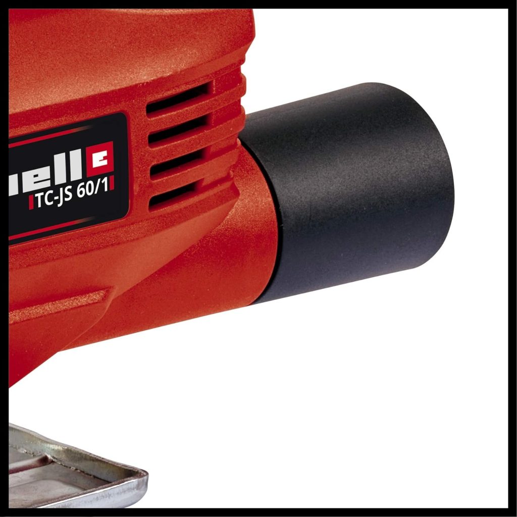 Einhell Sierra de calar - TC-JS 60/1. Baja vibración, control electrónico de velocidad, cambio de hoja sin herramientas, suela para cortes de inglete hasta 45 ° grados