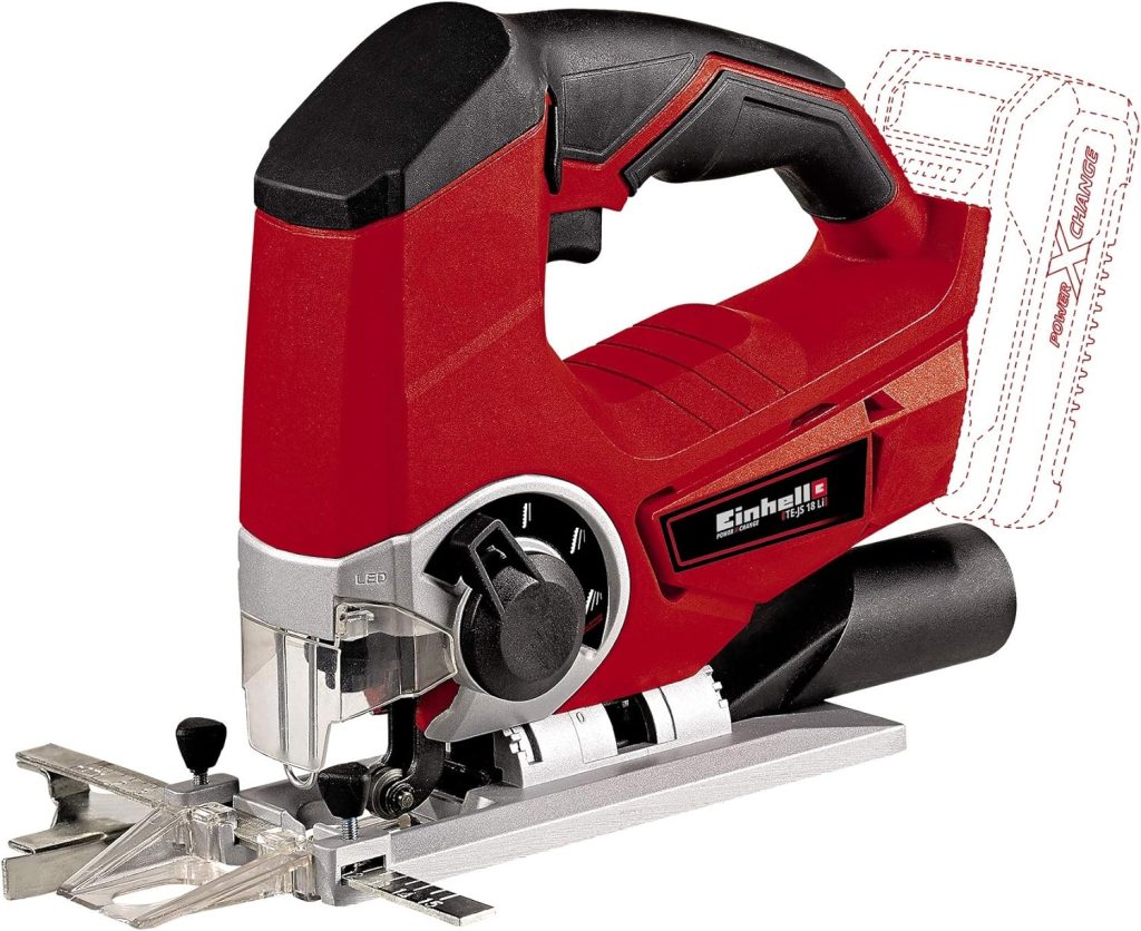 Einhell TE-JS 18 Li - Sierra de calar inalámbrica, 12 W, 18 V, función de soplado de polvo (ref. 4321200) + 4512042 Kit con Cargador y batería de repuest, tiempo de carga: 60 Minutos